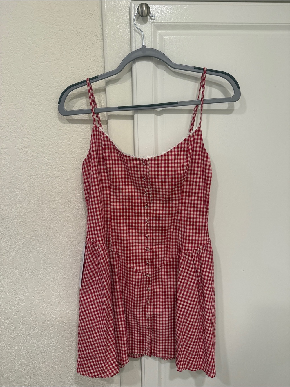 Princess Polly Red Gingham Button-Front Kids Dress
